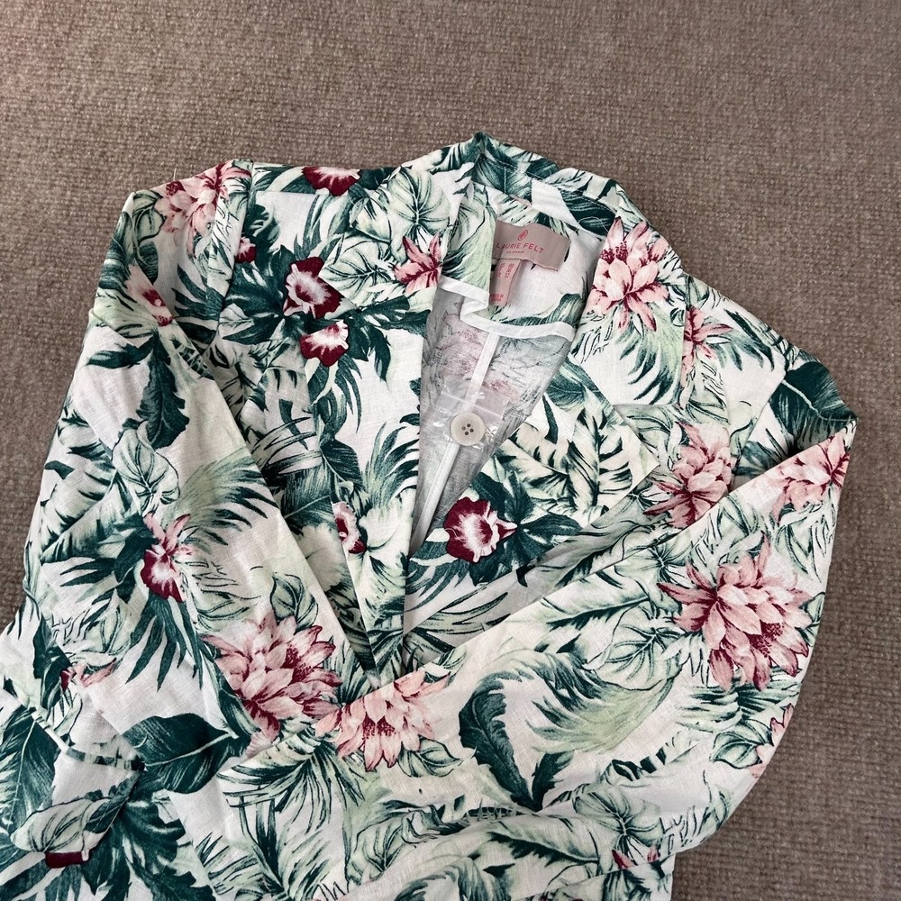 Laurie Felt Blazer Jacket Womens 00 Multi Tropical Notch Lapel Single Breasted